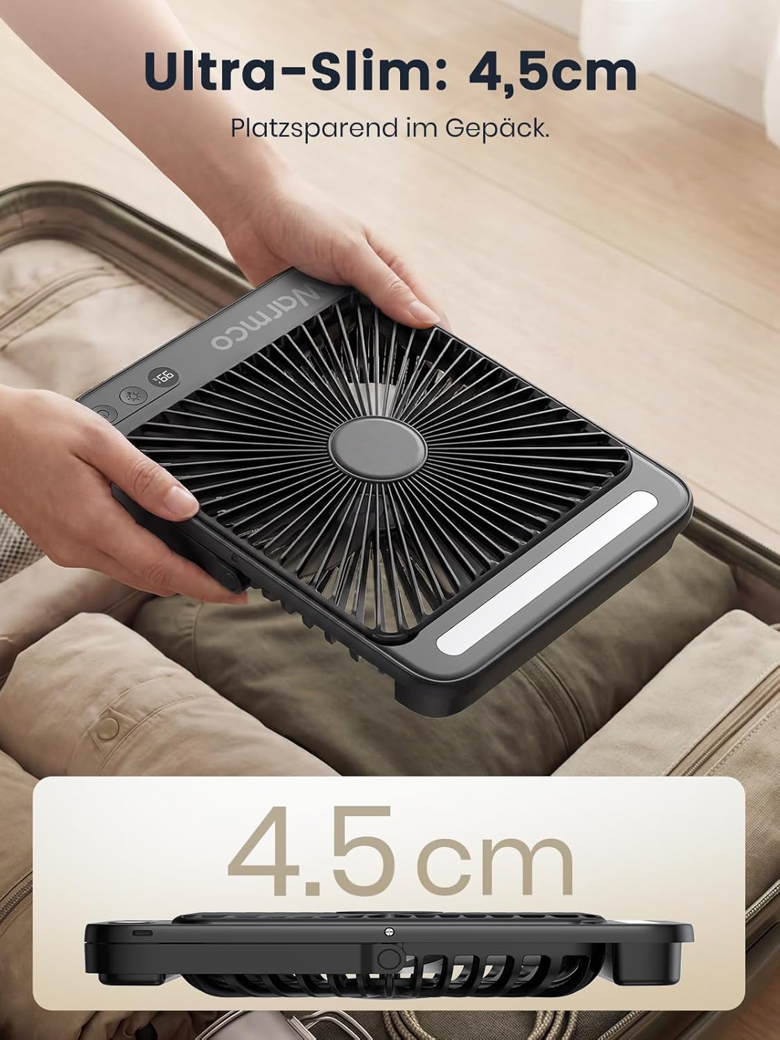 Warmco 20000 mAh Akku-Campingventilator mit LED-Lampe