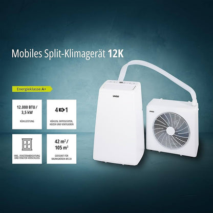 UNOLD 86340 Mobile Split-Klimaanlage 12.000 BTU – 3,5 kW, Heizen & Kühlen