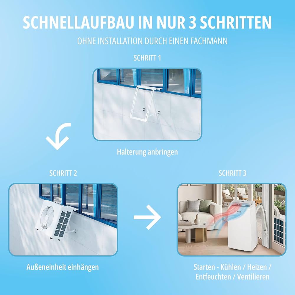 UNOLD 86340 Mobile Split-Klimaanlage 12.000 BTU – 3,5 kW, Heizen & Kühlen
