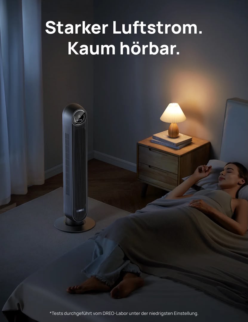 DREO 307S Smart Turmventilator – 8 Geschwindigkeiten, App-Steuerung & 90° Oszillation